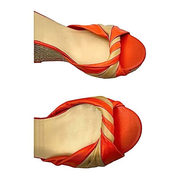Cole Haan Nike Air Women’s Orange Tan Leather Wedge Sandals Size 8.5 Medium - Picture 7 of 7